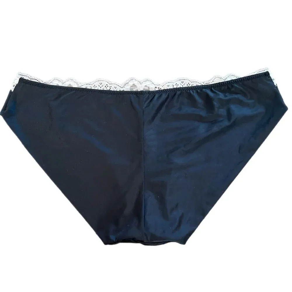 Victorias Secret Dream Angels Ultra-soft satin Lace Waist Cheekini Panty black M
